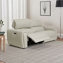 Arabella 3 Seater Power Recliner Sofa with Adjustable Power Headrest in Bone China Leather