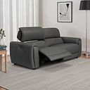 Arabella 3 Seater Power Recliner Sofa with Adjustable Power Headrest in Elephant Grey Leather
