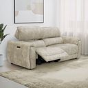Arabella 3 Seater Power Recliner Sofa with Adjustable Power Headrest in Marble Cream Fabric