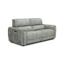 Arabella 3 Seater Power Recliner Sofa with Adjustable Power Headrest in Marble Silver Fabric