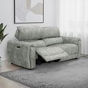 Arabella 3 Seater Power Recliner Sofa with Adjustable Power Headrest in Marble Silver Fabric