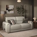 Arabella 3 Seater Power Recliner Sofa with Power Headrest and Speakers in Bone China Leather