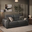 Arabella 3 Seater Power Recliner Sofa with Power Headrest and Speakers in Elephant Grey Leather