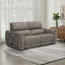 Arabella 3 Seater Power Recliner Sofa with Power Headrest and Speakers in Marble Mink Fabric
