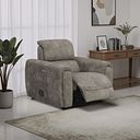Arabella Power Recliner Armchair with Power Headrest and Speakers in Marble Mink Fabric