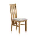 Arched Back Natural Solid Oak Chair with Plain Truffle Fabric Seat