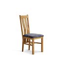 Arched Back Natural Solid Oak Chair with Brooklyn Asteroid Grey Crushed Chenille Seat