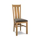 Arched Back Natural Solid Oak Chair with Verona Chocolate Fabric Seat
