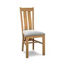 Arched Back Natural Solid Oak Chair with Verona Grey Fabric Seat