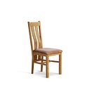 Arched Back Natural Solid Oak Chair with Vintage Tan Leather Look Fabric Seat