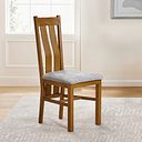 Arched Back Rustic Solid Oak Chair with Brooklyn Quill Grey Crushed Chenille Seat