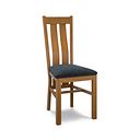Arched Back Rustic Solid Oak Chair with Verona Charcoal Fabric Seat
