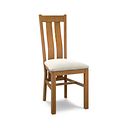 Arched Back Rustic Solid Oak Chair with Verona Cream Fabric Seat