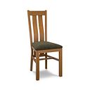 Arched Back Rustic Solid Oak Chair with Verona Green Fabric Seat
