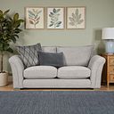 Ashby 3 Seater High Back Sofa in Silver fabric