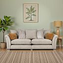 Ashby 4 Seater Pillow Back Sofa in Stone fabric