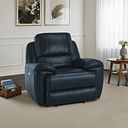 Austin Electric Recliner Armchair with Power Headrest in Blue Leather