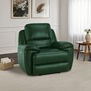 Austin Electric Recliner Armchair with Power Headrest in Green Leather
