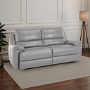 Austin 3 Seater Electric Recliner Sofa with Power Headrest in Light Grey Leather