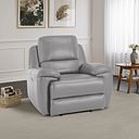 Austin Electric Recliner Armchair with Power Headrest in Light Grey Leather