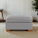 Austin Storage Footstool in Light Grey Leather