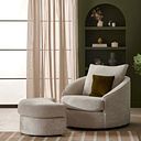 Malvern Half Moon Footstool in Beige fabric