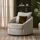 Malvern Swivel Cuddler Chair in Beige fabric