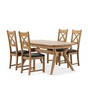 Bentley Natural Extending Dining Table and 4 Cross Back Chair with Verona Chocolate Fabric Seat