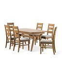 Bentley Natural Extending Dining Table and 6 Linear Natural Oak Chair with Verona Cream Fabric