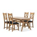 Bentley Natural Oak Extending Dining Table And 4 Cross Backs In Verona Charcoal 