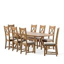 Bentley Natural Oak Extending Dining Table And 8 Cross Backs In Verona Cream 