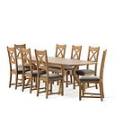 Bentley Natural Oak Extending Dining Table And 8 Cross Backs In Verona Mocha 