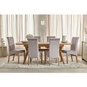 Bentley Natural Oak Extending Dining Table + 6 Scroll Back Chairs in Heritage Mink Velvet with Oak Legs