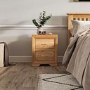 Bevel Natural Solid Oak 2 Drawer Bedside Table