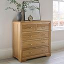 Bevel Natural Solid Oak 5 Drawer Chest