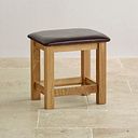 Bevel Natural Solid Oak and Leather Dressing Stool