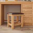 Bevel Natural Solid Oak and Leather Dressing Stool