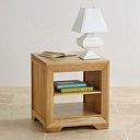 Bevel Natural Solid Oak Bedside Table with 2 Shelves