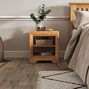 Bevel Natural Solid Oak Bedside Table with 2 Shelves
