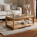Bevel Natural Solid Oak Glass Topped Coffee Table