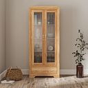 Bevel Natural Solid Oak Glazed Display Cabinet