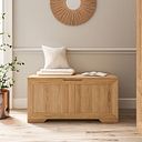 Bevel Natural Solid Oak Blanket Box
