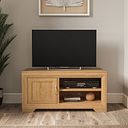 Bevel Natural Solid Oak Small TV Cabinet