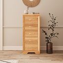Bevel Natural Solid Oak 5 Drawer Tallboy