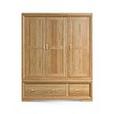 Bevel Natural Solid Oak Triple Wardrobe