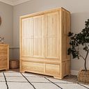 Bevel Natural Solid Oak Triple Wardrobe