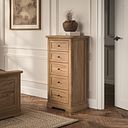 Brennan Natural Solid Oak 5 Drawer Tallboy