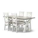Brompton Dining Table + 4 Brompton Dining Chairs with Brooklyn Quill Grey Crushed Chenille Pads