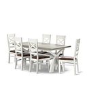 Brompton Dining Table + 6 Brompton Dining Chairs with Vintage Brown Leather Look Fabric Pads
