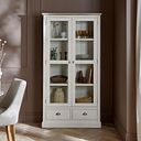 Brompton Painted Acacia and Ash Top Display Cabinet - Solid Hardwood
